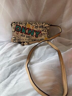 DKNY Graffiti Logo Crossbody Bag in Cream, Teal and Red